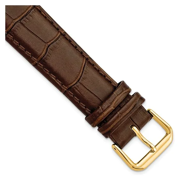 20MM BROWN WILD ALLIGATOR GOLD-TONE BUCKLE WATCH BAND