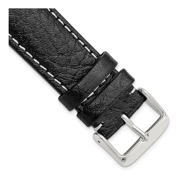 22MM BLACK LTHR WHITE STITCH SILVER-TONE BUCKLE WATCH BAND Image 2 Lester Martin Dresher, PA