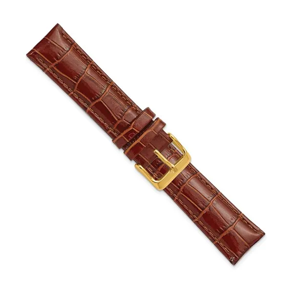 22MM HAVANA ALLIGATOR GRAIN GOLD-TONE BUCKLE WATCH BAND Image 2 Lester Martin Dresher, PA