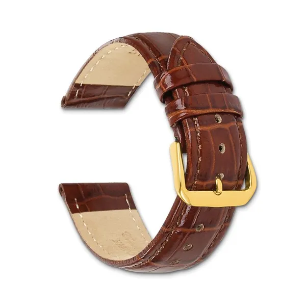 22MM HAVANA ALLIGATOR GRAIN GOLD-TONE BUCKLE WATCH BAND Image 3 Lester Martin Dresher, PA