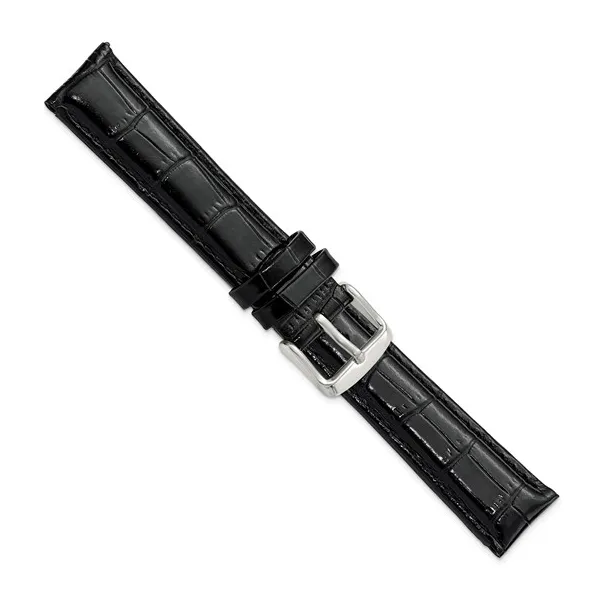 BLACK CROCODILE GRAIN WATCH BAND