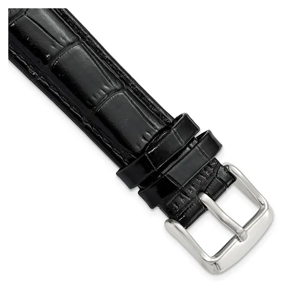BLACK CROCODILE GRAIN WATCH BAND