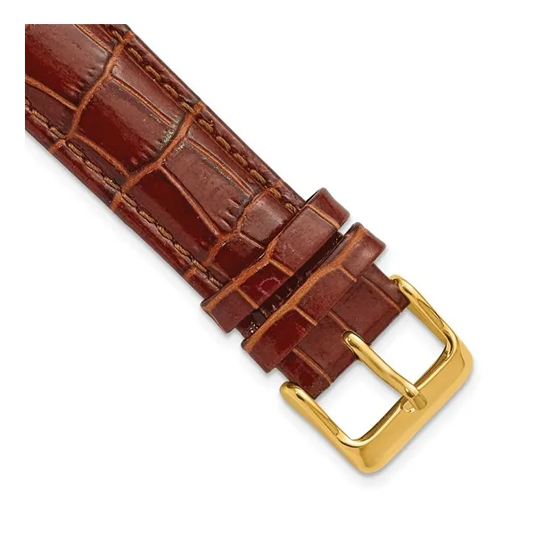 22MM HAVANA ALLIGATOR GRAIN GOLD-TONE BUCKLE WATCH BAND Lester Martin Dresher, PA