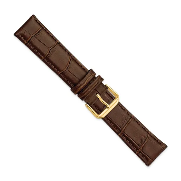 20MM BROWN WILD ALLIGATOR GOLD-TONE BUCKLE WATCH BAND Image 3 Lester Martin Dresher, PA