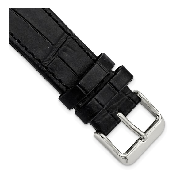 20MM BLACK MATTE GATOR GRAIN CALFSKIN LEATHER WITH STAINLESS STEEL BUCKLE Lester Martin Dresher, PA