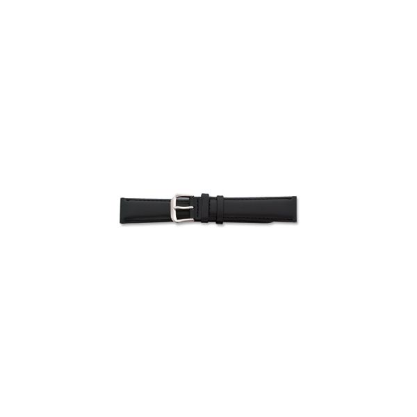 18MM BLACK ITALIAN LEATHER SILVER-TONE BUCKLE WATCH BAND Image 2 Lester Martin Dresher, PA