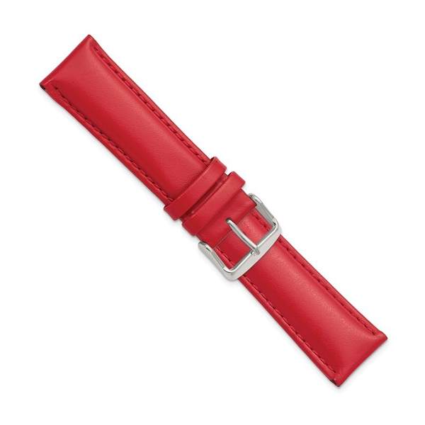 18MM RED SMOOTH LEATHER WATCH BAND WITH A SILVER TONE BUCKLE Image 2 Lester Martin Dresher, PA
