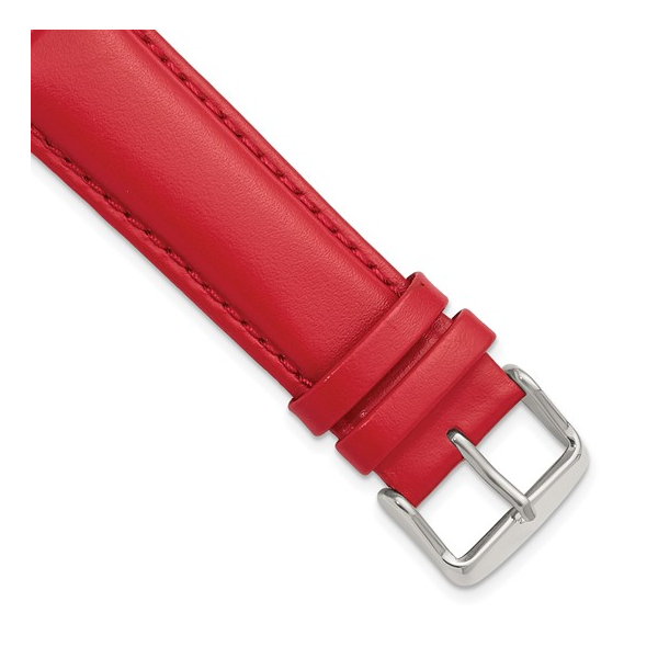 18MM RED SMOOTH LEATHER WATCH BAND WITH A SILVER TONE BUCKLE Lester Martin Dresher, PA