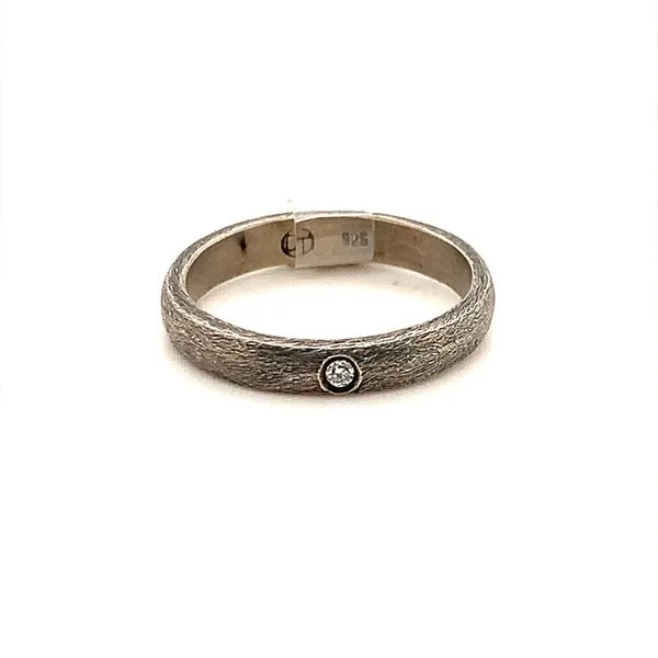 BLACK SILVER RING WITH SINGLE DIAMOND similar item image