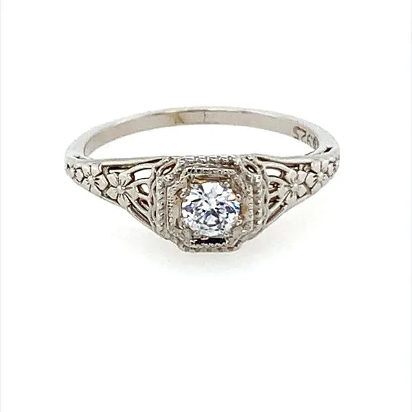 0.31CT CZ SAMPLE STERLING SILVER ANTIQUE STYLE RING Lester Martin Dresher, PA