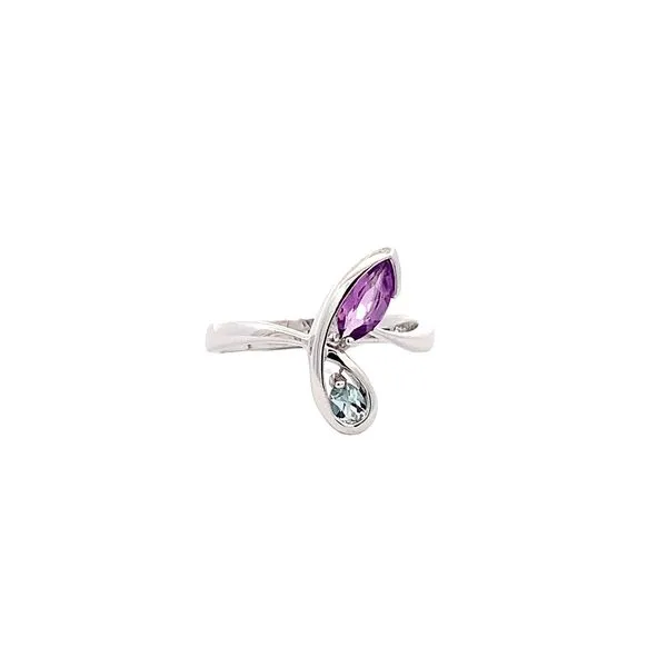 0.80CT TW AMETHYST AND BLUE TOPAZ FREE-FORM RING Lester Martin Dresher, PA