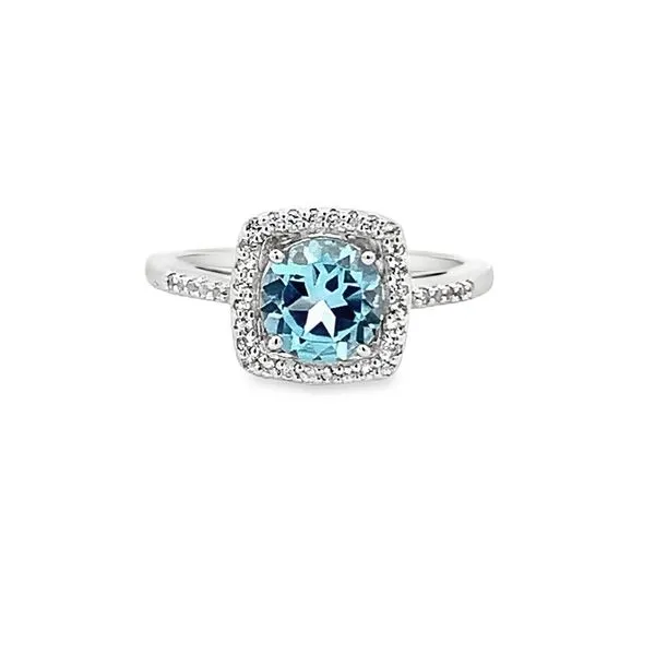 1.52CT BLUE TOPAZ RING WITHA  WHITE TOPAZ HALO Lester Martin Dresher, PA
