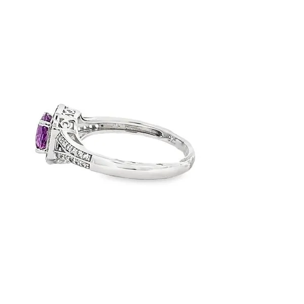 0.70CT AMETHYST RING WITH A WHITE TOPAZ HALO Image 2 Lester Martin Dresher, PA
