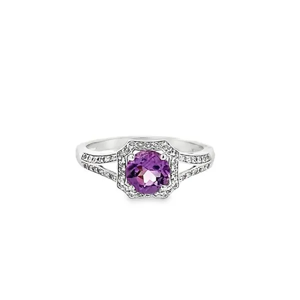 0.70CT AMETHYST RING WITH A WHITE TOPAZ HALO Lester Martin Dresher, PA