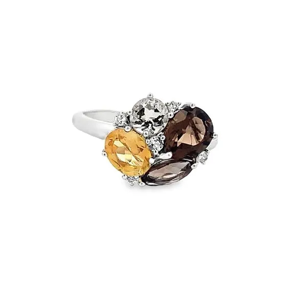 2.33CTW SMOKEY QUARTS, COGNAC QUARTZ,  CITRINE AND WHITE TOPAZ RING Lester Martin Dresher, PA