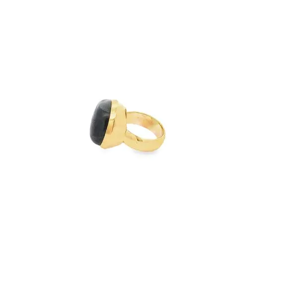 LABRODORITE YELLOW VERMEIL BEZEL DOMED RING Image 2 Lester Martin Dresher, PA
