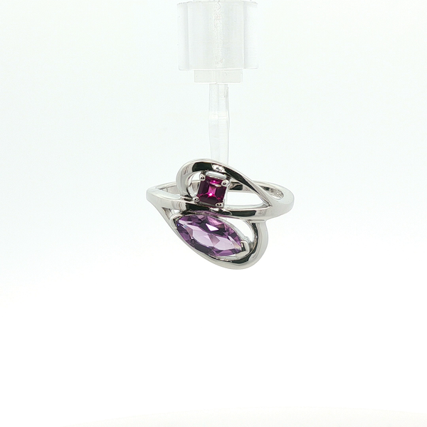 1.27CTW AMETHYST AND RHODOLITE GARNET RING IN A FREE-FORM DESIGN SET iN STERLING SILVER Lester Martin Dresher, PA