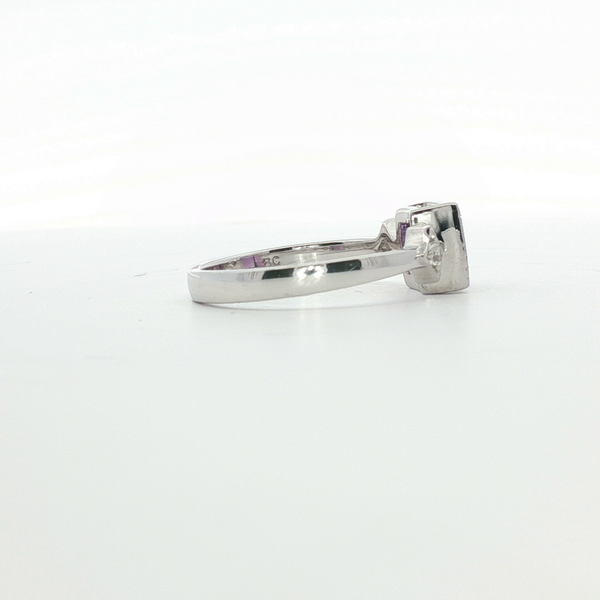 0.85CT AMETHYST RING IN A PRINCESS CUT WITH 0.076CT TW WHITE TOPAZ ACCENTS SET IN STERLING SILVER Image 2 Lester Martin Dresher, PA