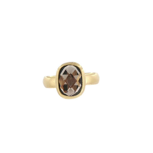 SMOKEY QUARTZ RING  SET IN STERLING SILVER 14K YELLOW GOLD VERMEIL Lester Martin Dresher, PA