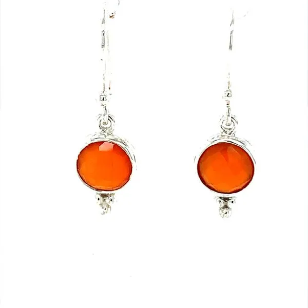 CORNELIAN ROUND BEZEL SET EARRINGS Lester Martin Dresher, PA