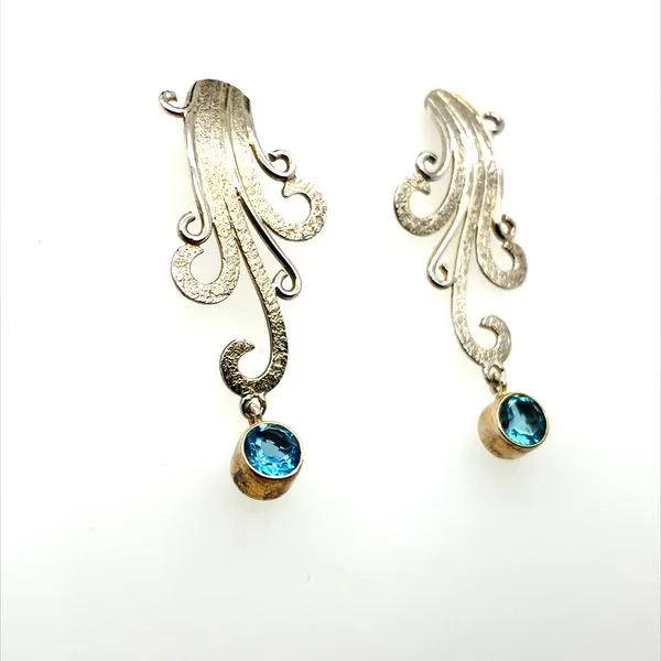 BLUE TOPAZ WAVE DANGLE EARRINGS Image 2 Lester Martin Dresher, PA