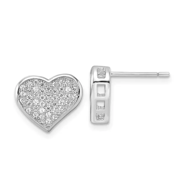 CZ AND STERLING SILVER HEART POST EARRINGS Lester Martin Dresher, PA