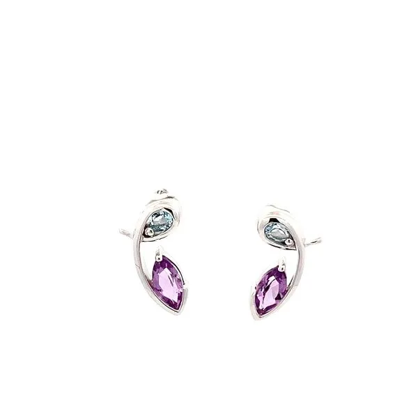 1.60CT TW AMETHYST AND BLUE TOPAZ EARRINGS Lester Martin Dresher, PA