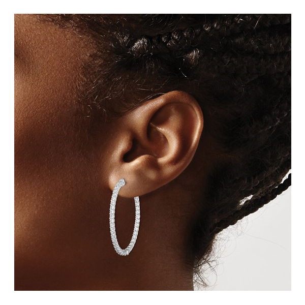 CZ OVAL IN AND OUT HOOP EARRINGS Image 3 Lester Martin Dresher, PA