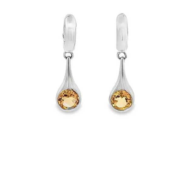 2.53CT TW GOLDEN CITRINE BEZEL SET DROP EARRINGS Lester Martin Dresher, PA