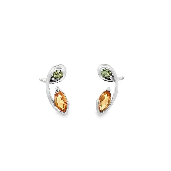 1.60CTW GOLDEN CITRINE AND PERIDOT DROP EARRINGS
