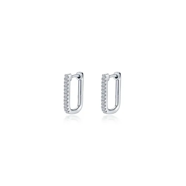 0.22CTW RECTANGLE PAVE HOOP EARRINGS Lester Martin Dresher, PA
