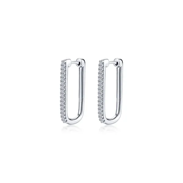 0.32CTW RECTANGLE PAVE HOOP EARRINGS