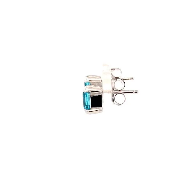 STERLING & BLUE TOPAZ SQUARE STUD EARRINGS Image 2 Lester Martin Dresher, PA