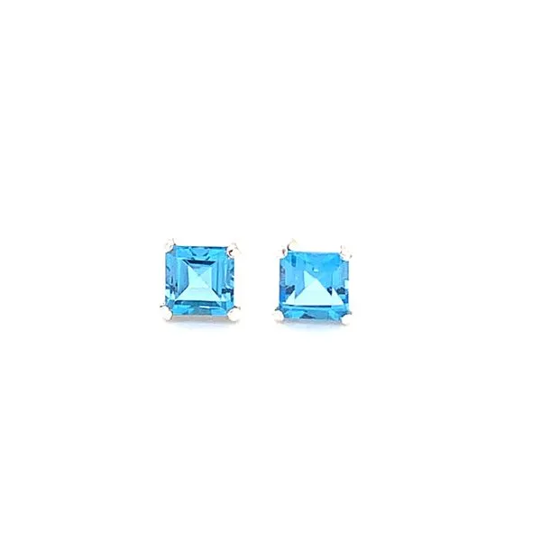 STERLING & BLUE TOPAZ SQUARE STUD EARRINGS Lester Martin Dresher, PA
