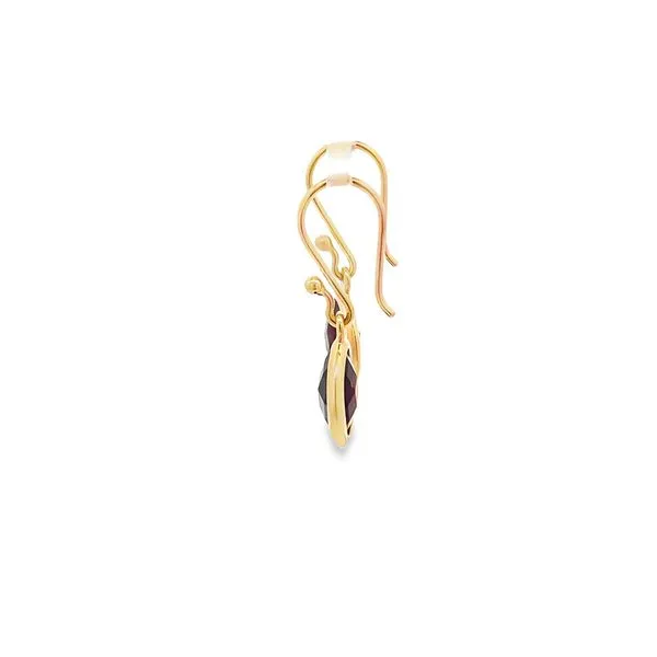 GARNET AND YELLOW VERMEIL STERLING SILVER BEZEL SET DANGLE EARRINGS Image 2 Lester Martin Dresher, PA
