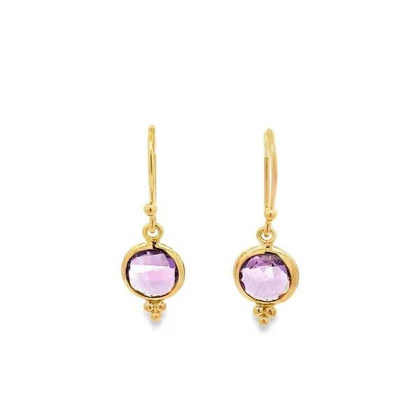 AMETHYST STERLING SILVER YELLOW GOLD VERMEIL DROP EARRINGS
