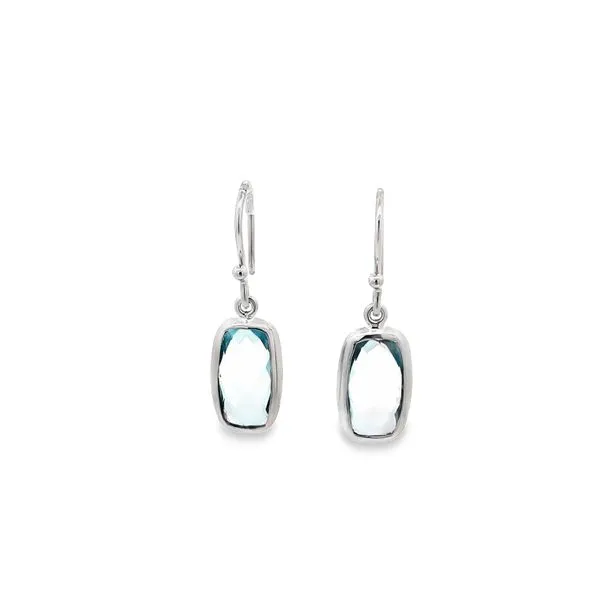 BLUE TOPAZ RECTANGULAR DROP EARRINGS Lester Martin Dresher, PA