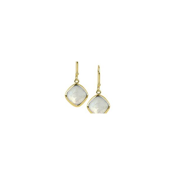 RAINBOW MOONSTONE STERLING SILVER YELLOW GOLD VERMEIL BEZEL SET  DANGLE EARRING Lester Martin Dresher, PA