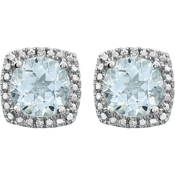 AQUA & DIAMOND HALO EARRING Image 2 Lester Martin Dresher, PA