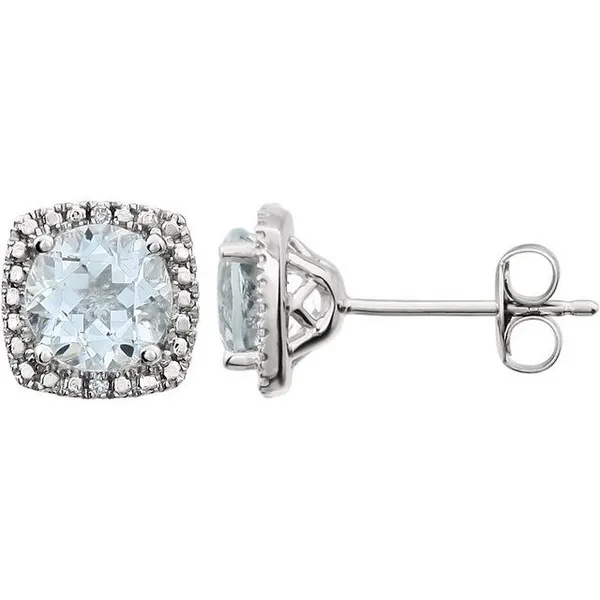 AQUA & DIAMOND HALO EARRING Lester Martin Dresher, PA