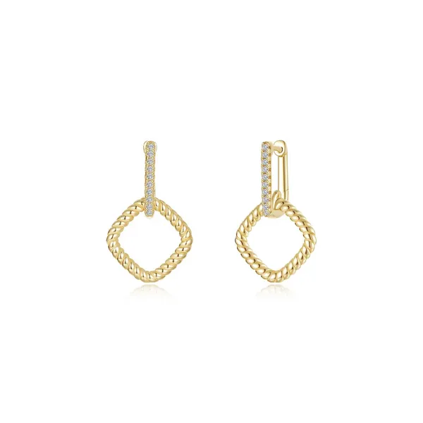 0.32CTW RECTANGLE PAVE HOOP EARRINGS