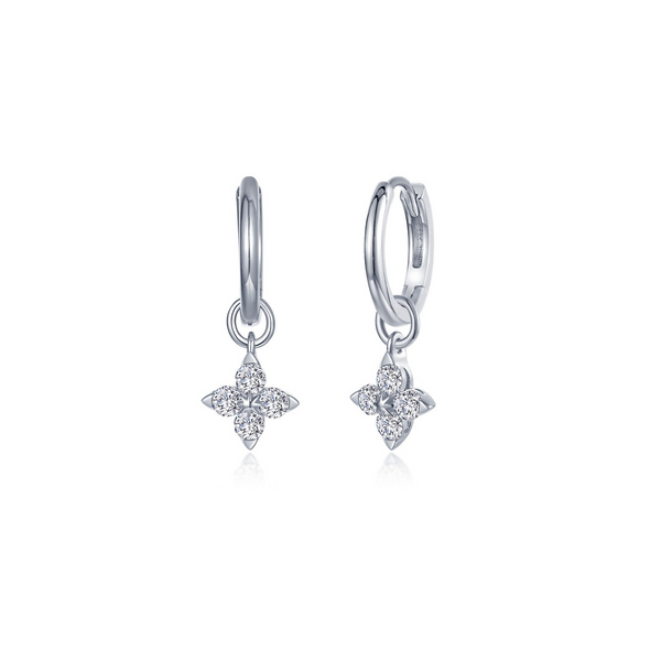 0.400.40CTW HANGING FLOWER HUGGIE EARRINGS SET IN STERLING SILVER BONDED WITH PLATIMUM Lester Martin Dresher, PA