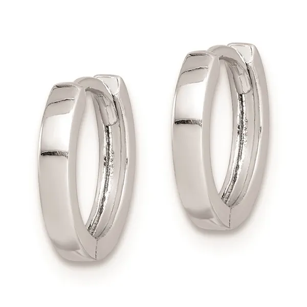 STERLING SILVER RHODIUM POLISHED 10MM HINGED HOOP EARRINGS Image 2 Lester Martin Dresher, PA