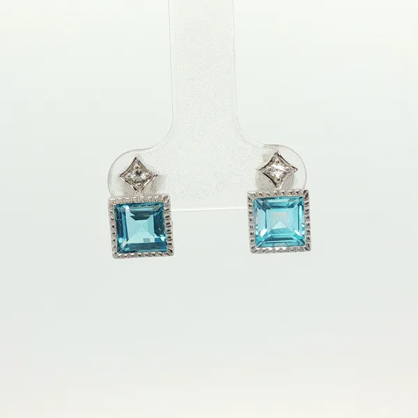 2.20CT TW BLUE TOPAZ EARRINGS WITH  0.076CT TW WHITE TOPAZ ACCENTS Lester Martin Dresher, PA