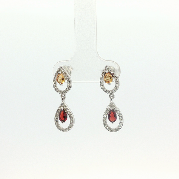 0.24CTW CITRINE AND 0.46CTW GARNET EARRINGS WITH  0.30CTW WHITE TOPAZ ACCENTS Lester Martin Dresher, PA