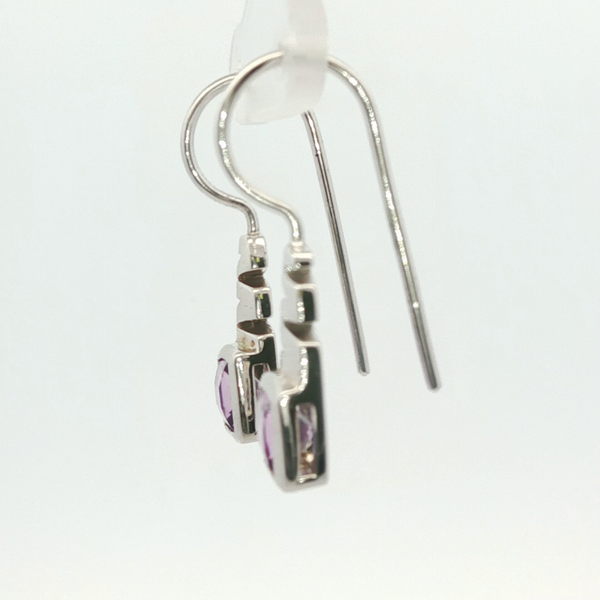 2.10CTW AMETHYST BEZEL SET EARRINGS WITH A ZIG-ZAG TOP IN STERLING SILVER Image 2 Lester Martin Dresher, PA