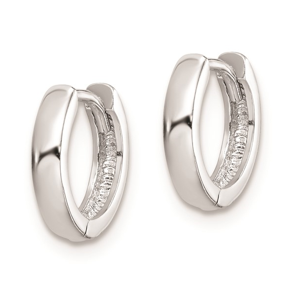 STERLING SILVER RHODIUM POLISHED 10MM HINGED HOOP EARRINGS Image 2 Lester Martin Dresher, PA