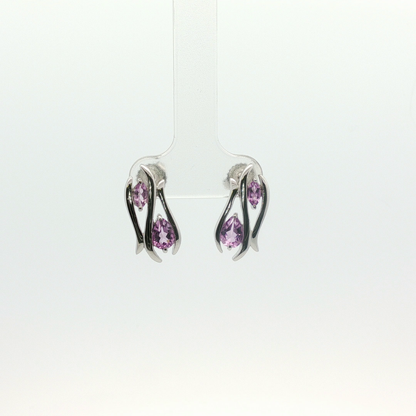 1.21CTW AMETHYST POST DROP EARRINGS SET IN STERLING SILVER Lester Martin Dresher, PA