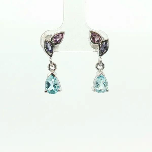 2.29CT TW BLUE TOPAZ THREE STONE EARRINGS Lester Martin Dresher, PA