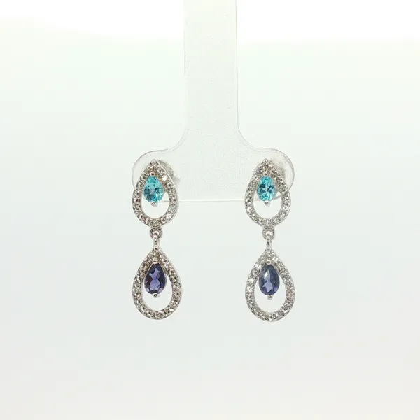 0.28CTW IOLITE AND 0.30CTW BLUE TOPAZ  EARRINGS WITH WHITE TOPAZ ACCXENTS Lester Martin Dresher, PA